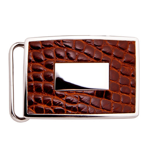 Genuine Alligator Inlay 1 3/16 inch Buckle : Available in 2 Colors