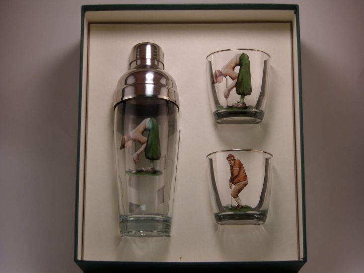 Angus & Winnie Golf, Cocktail Shaker Set w/2 Tapered Old Fashion - Click Image to Close