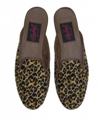 T-774 Mini Leopard Needlepoint Mule