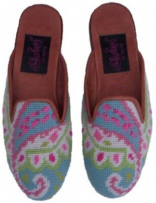 TW002 Preppy Paisley Needlepoint Mule
