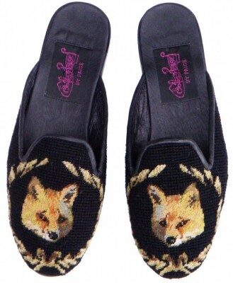 T03369 Fox in Wreath Needlepoint Mule  *NEW*