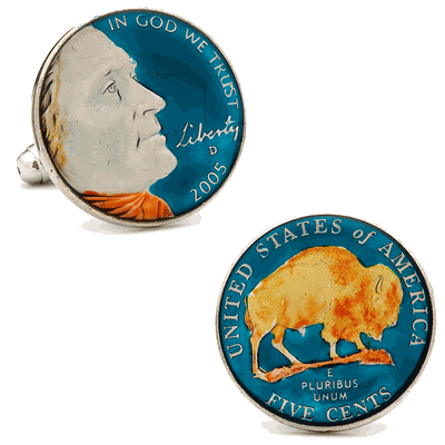 Hand Painted USA Nickel Cufflinks